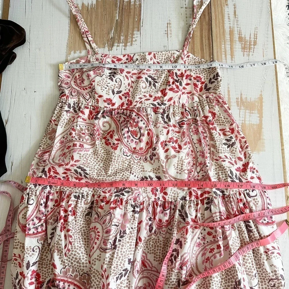 Cara Cara Haley Midi Dress Paisley Border Ivory Size XS